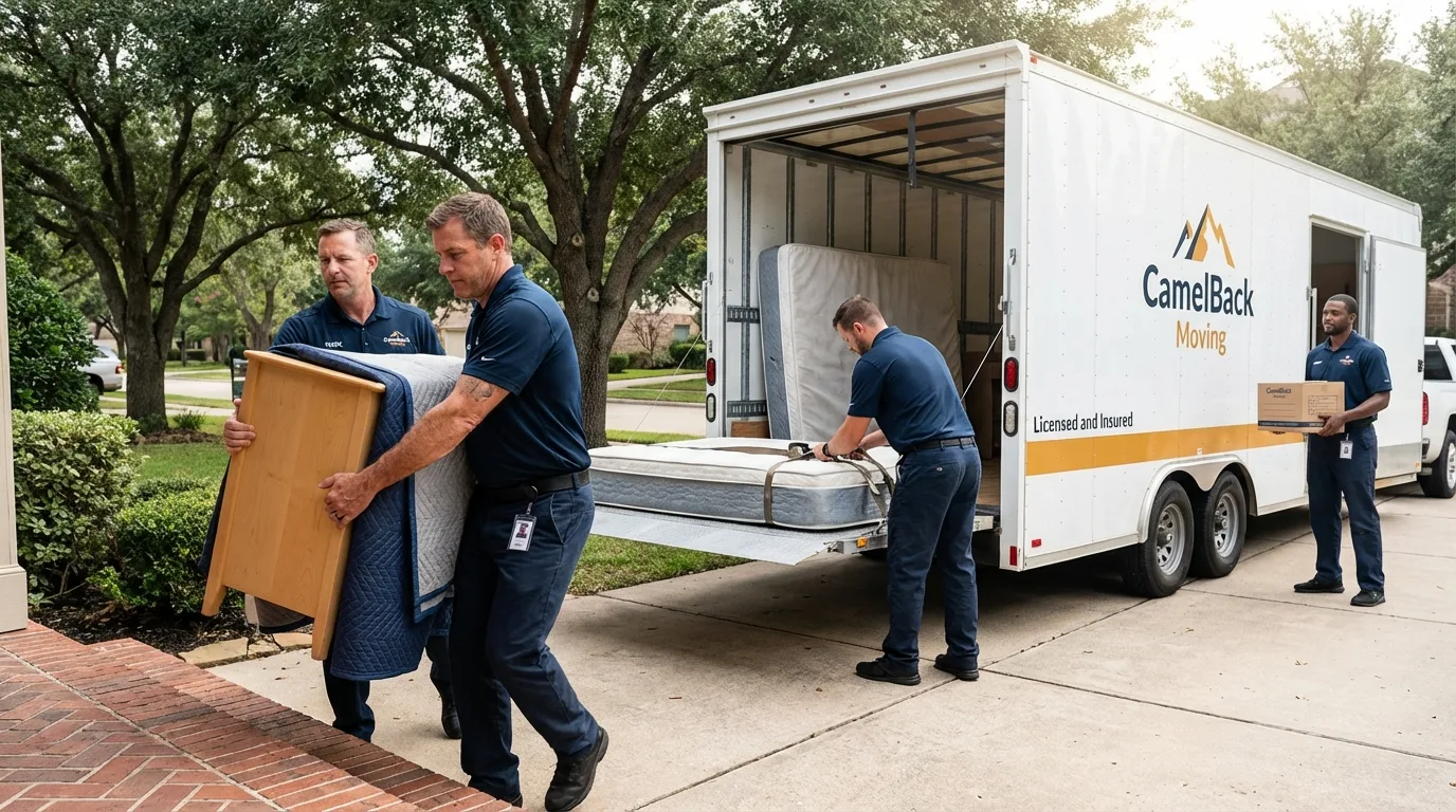 Crew loading residential truck for cross-state move from Newton, MS