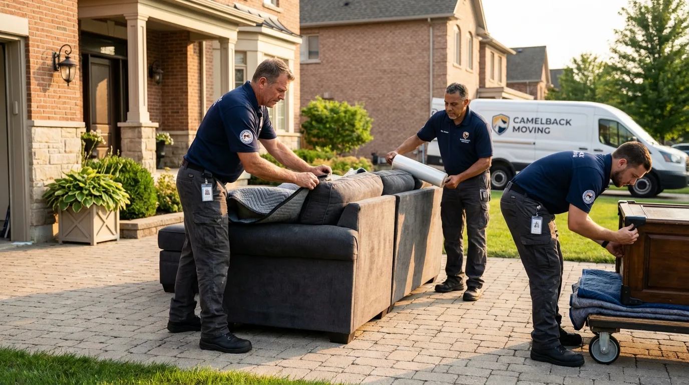 Large estate moving crew wrapping furniture in Newton, MS