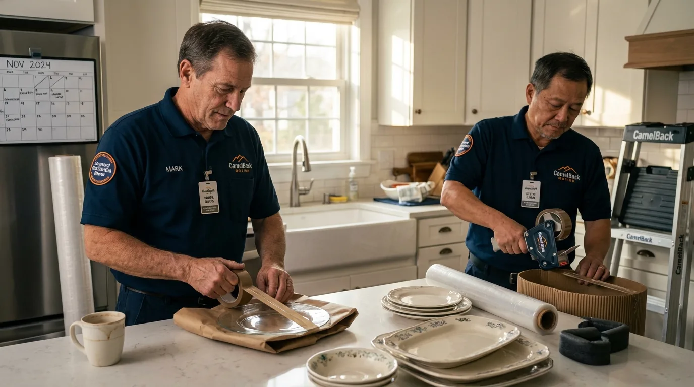 Professional crew packing kitchen dishware in Newton, MS